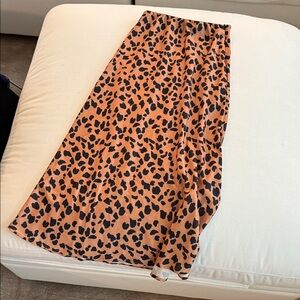 Urban Outfitters Asymmetrical Leopard Print Skirt - Black and Tan